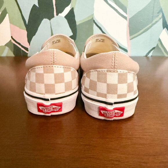 Tan Checkerboard Slip-On Vans - Picture 3 of 5